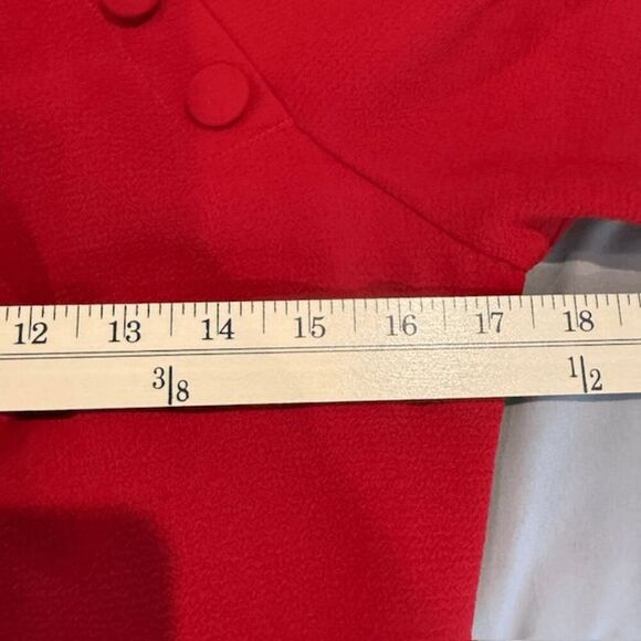 NWOT Badgley Mischka Red Mock Neck Knee Length Dress Pintucks Back Zip Size 4 - Picture 11 of 14